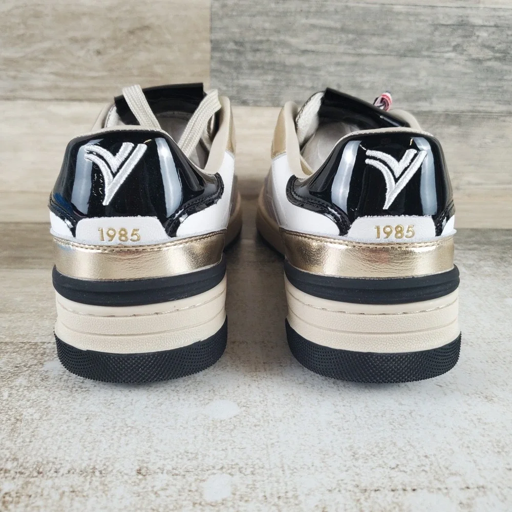 Victoria Womens C80 Shoes Sz 10.5 Running White Metallic Gold Leather Sneaker